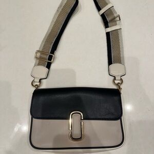 Marc Jacobs Black and Cream Crossbody Bag with Adjustable Strap